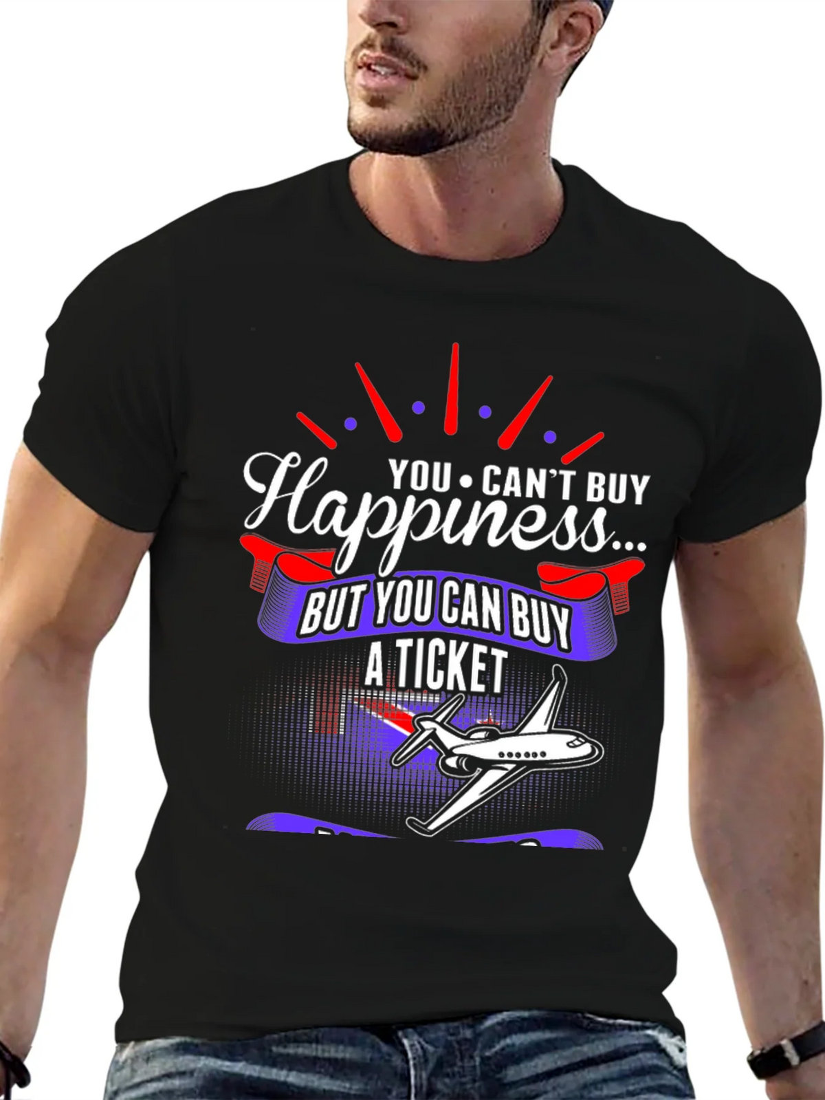 Happiness Ticket Graphic Tee | Plane Lover Shirt product image 6