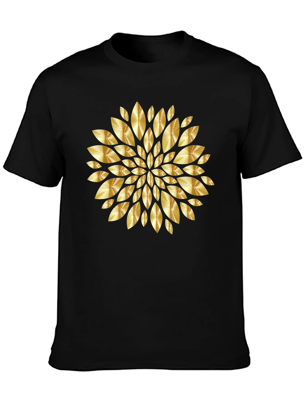 Gold Floral Pattern Black T-Shirt product image 3