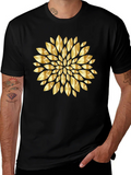 Gold Floral Pattern Black T-Shirt product image 1