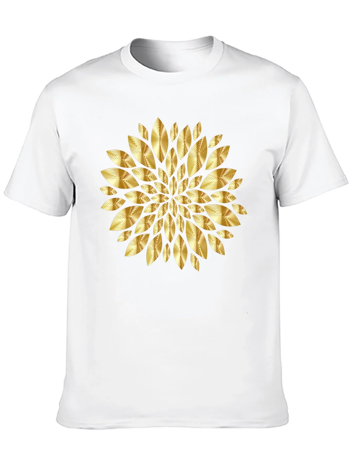 Gold Floral Pattern Black T-Shirt product image 9