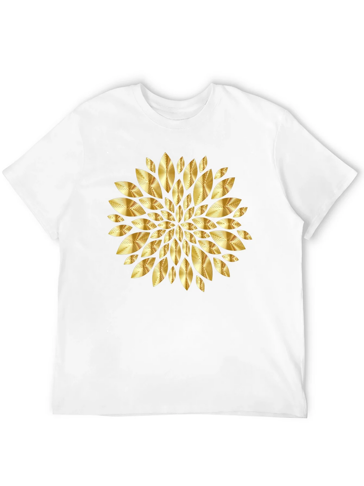 Gold Floral Pattern Black T-Shirt product image 11
