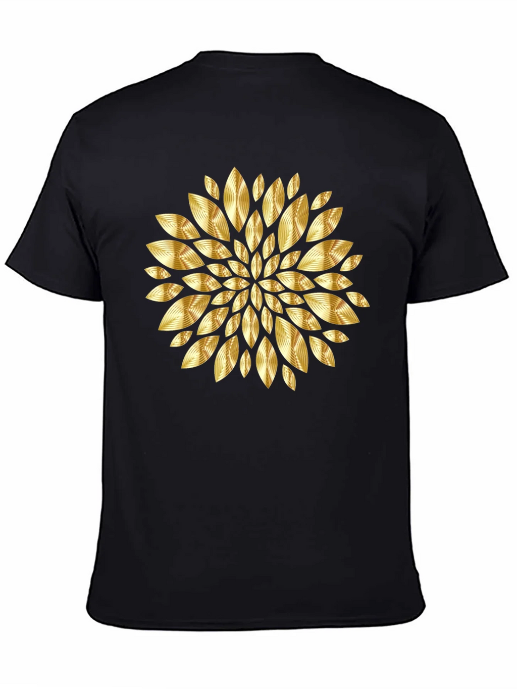 Gold Floral Pattern Black T-Shirt product image 4
