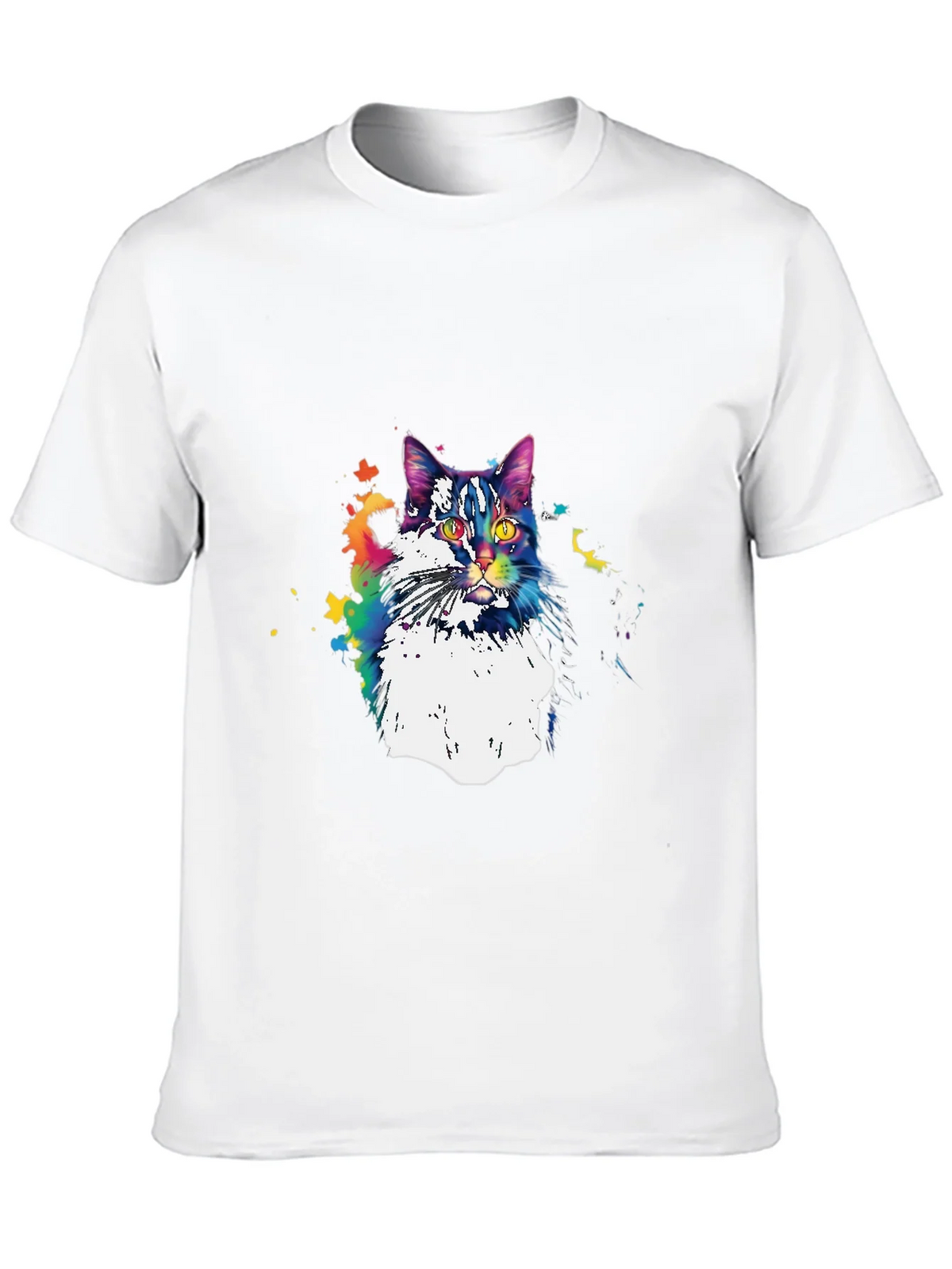 Colorful Cat Graphic T-Shirt - Black product image 9