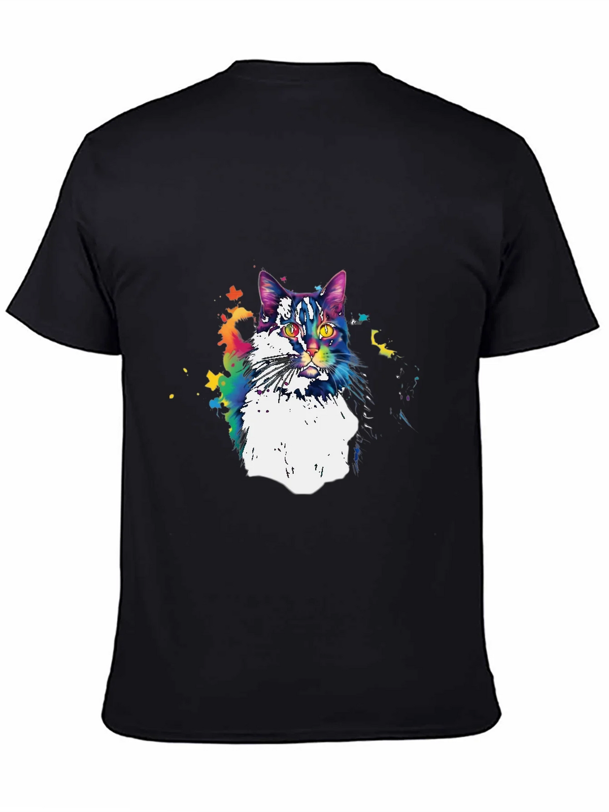 Colorful Cat Graphic T-Shirt - Black product image 4