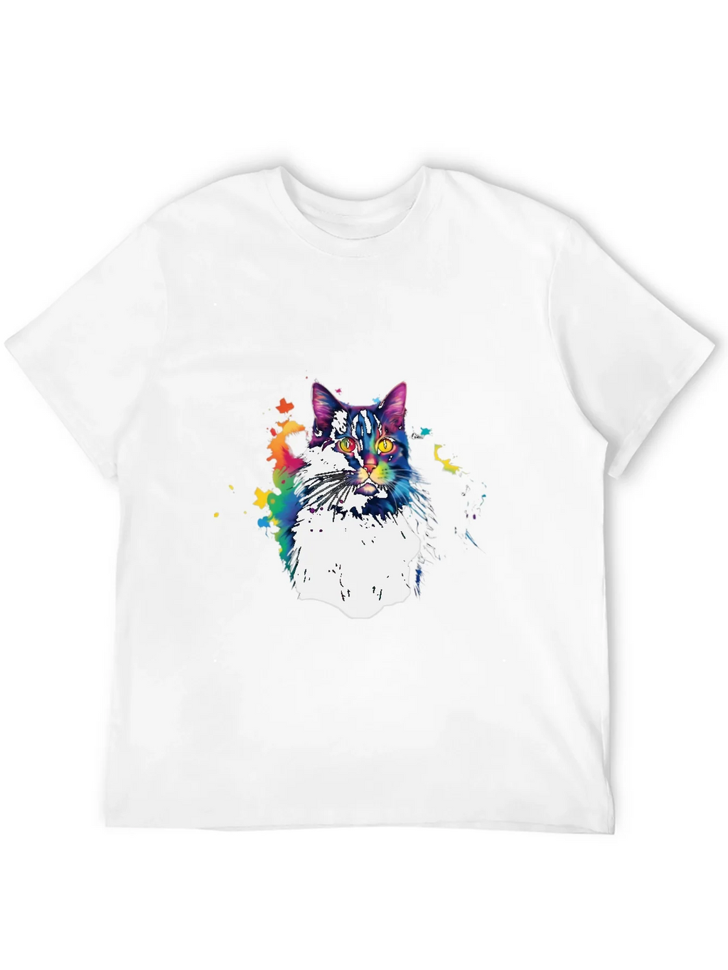 Colorful Cat Graphic T-Shirt - Black product image 11