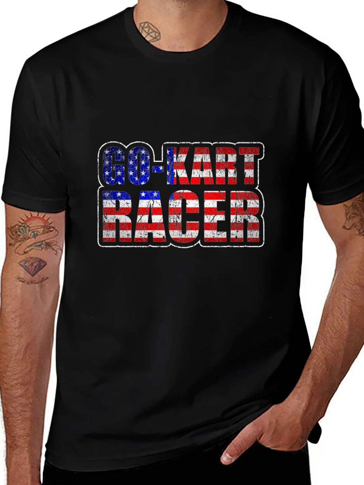 Go-Kart Racer American Flag T-Shirt product image 1