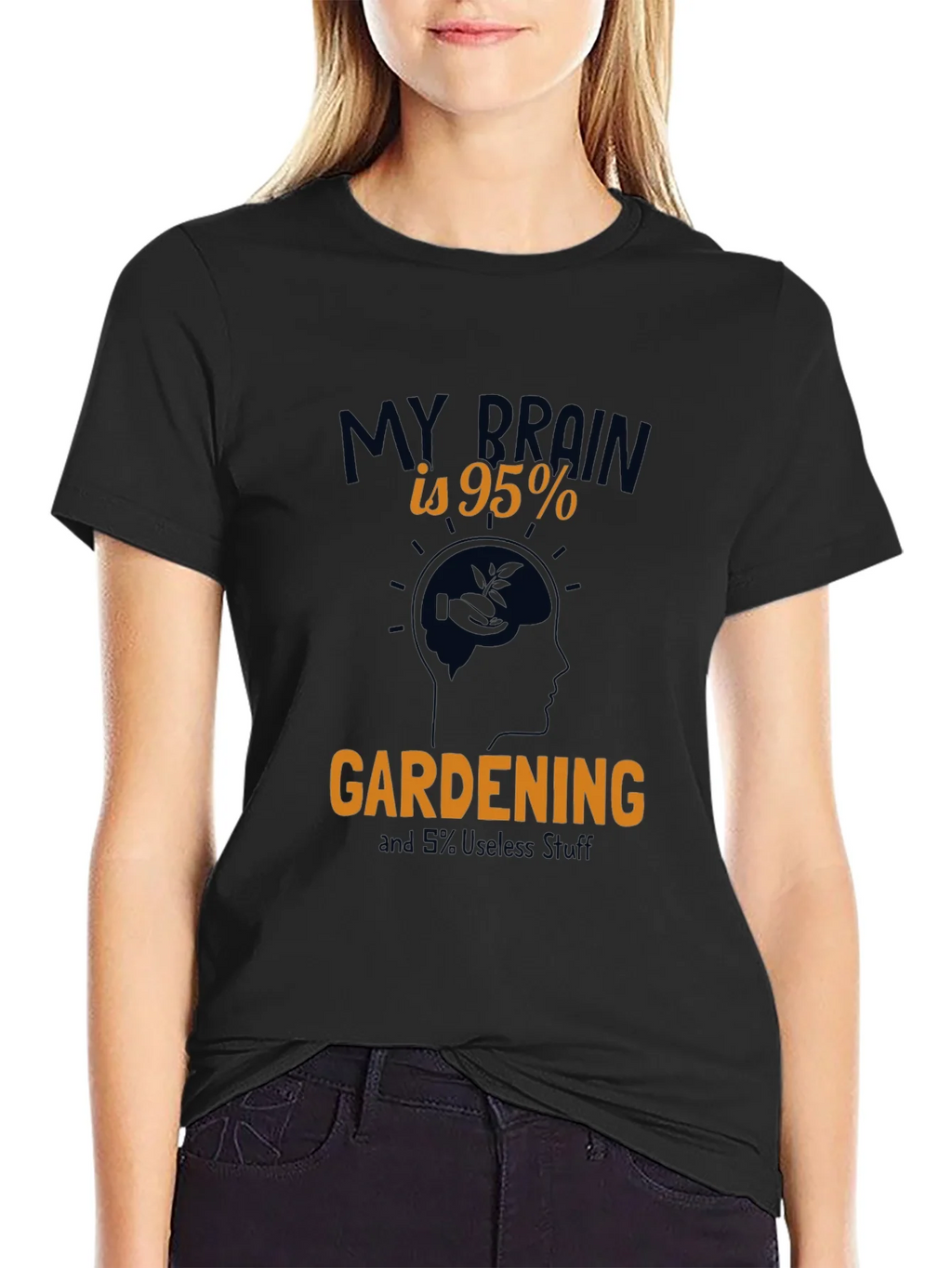 Gardening Brain Graphic Tee - Black Cotton T-Shirt product image 2