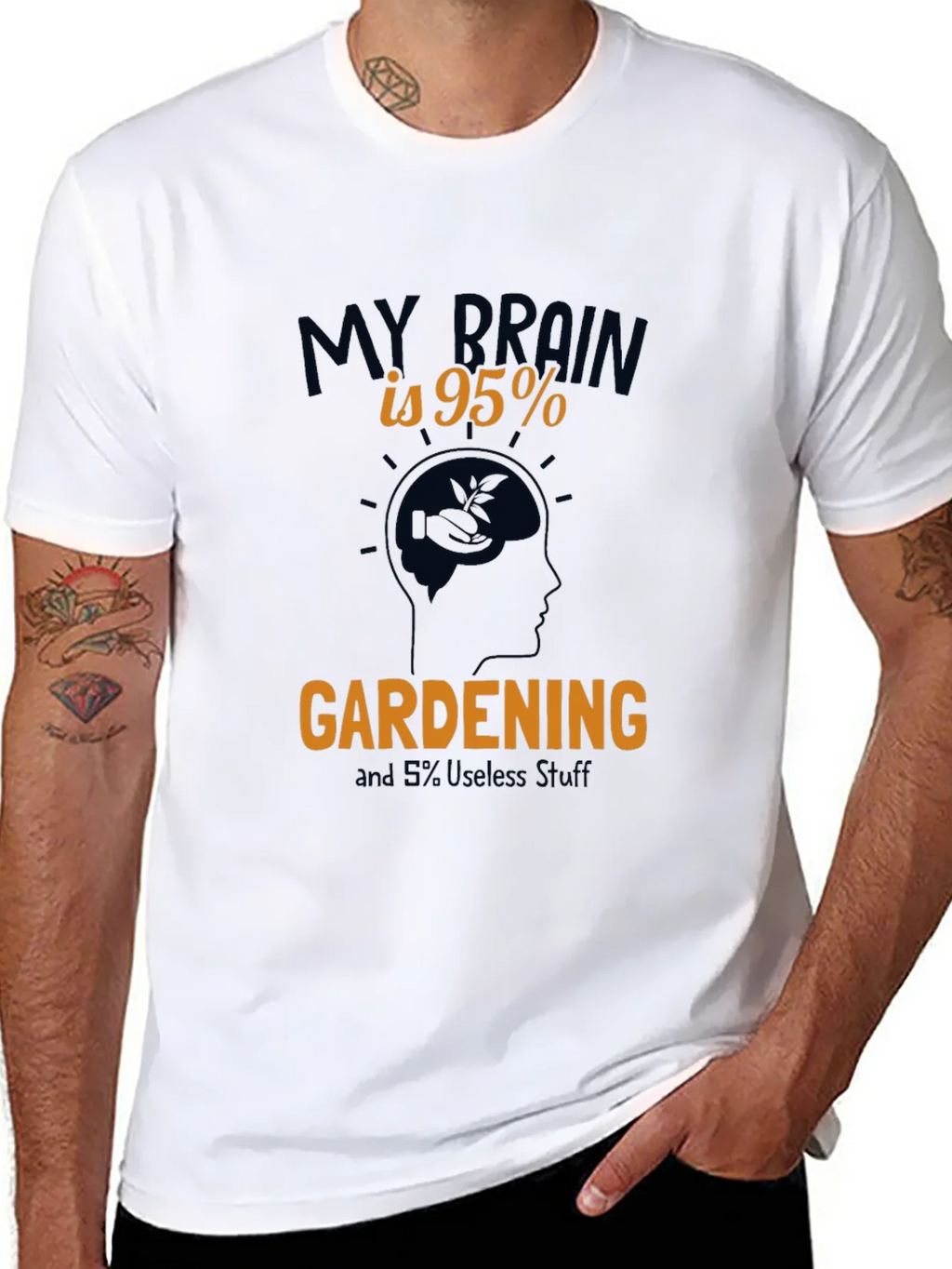 Gardening Brain Graphic Tee - Black Cotton T-Shirt product image 7