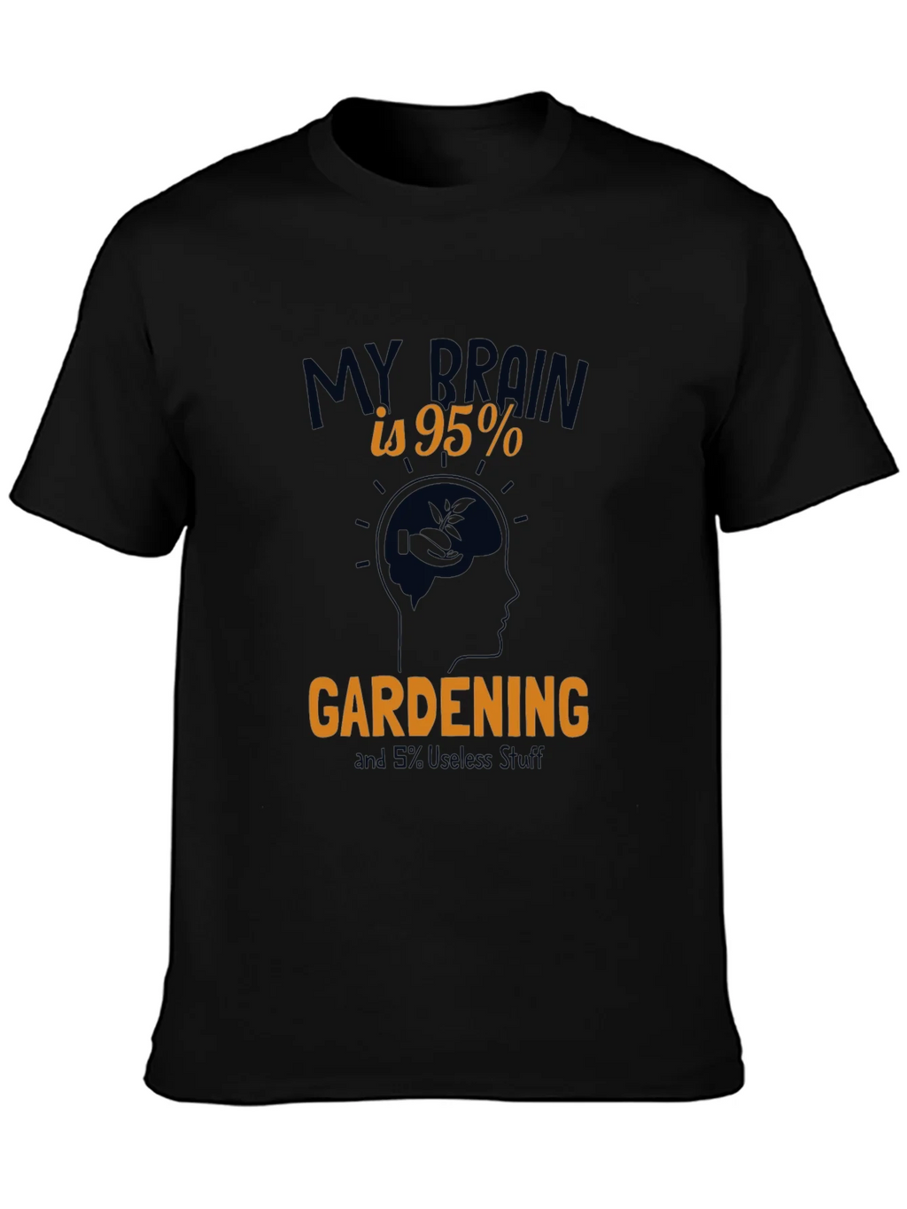 Gardening Brain Graphic Tee - Black Cotton T-Shirt product image 3