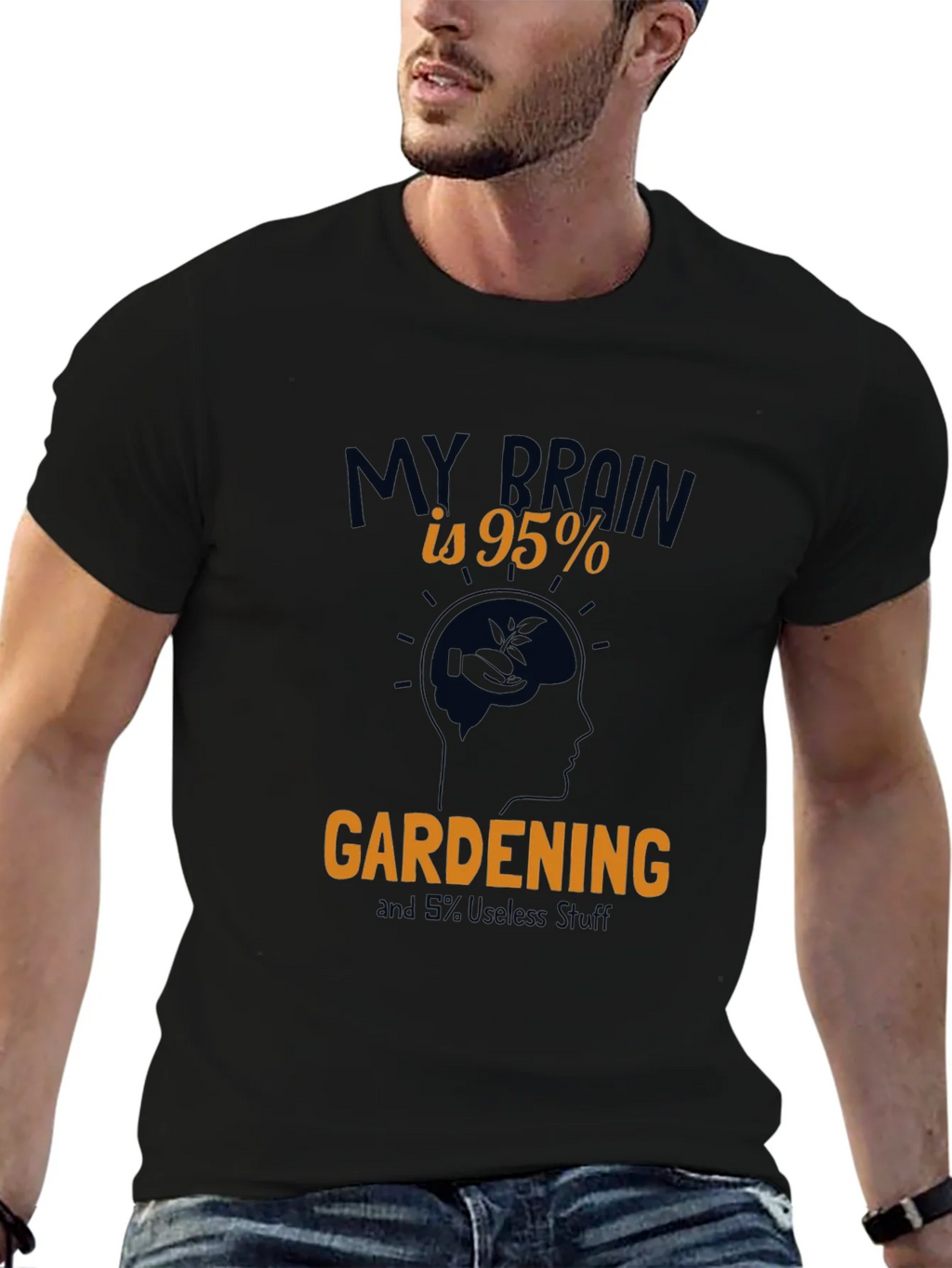 Gardening Brain Graphic Tee - Black Cotton T-Shirt product image 6