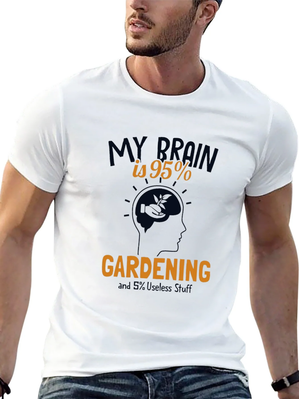 Gardening Brain Graphic Tee - Black Cotton T-Shirt product image 12