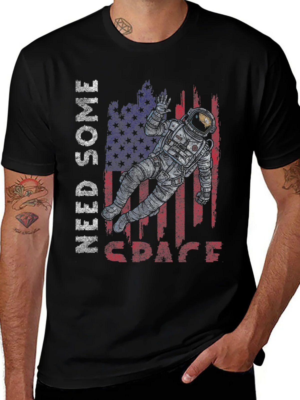 Need Some Space Astronaut USA Flag Graphic Tee product image 1