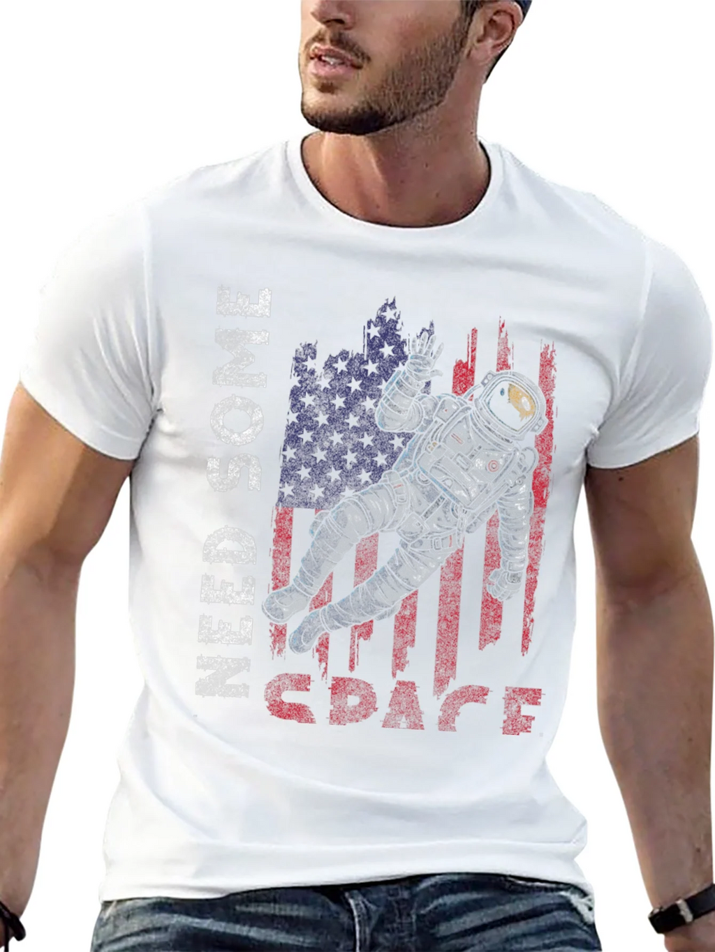 Need Some Space Astronaut USA Flag Graphic Tee product image 12