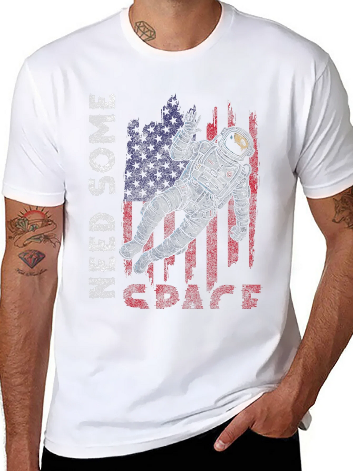 Need Some Space Astronaut USA Flag Graphic Tee product image 7