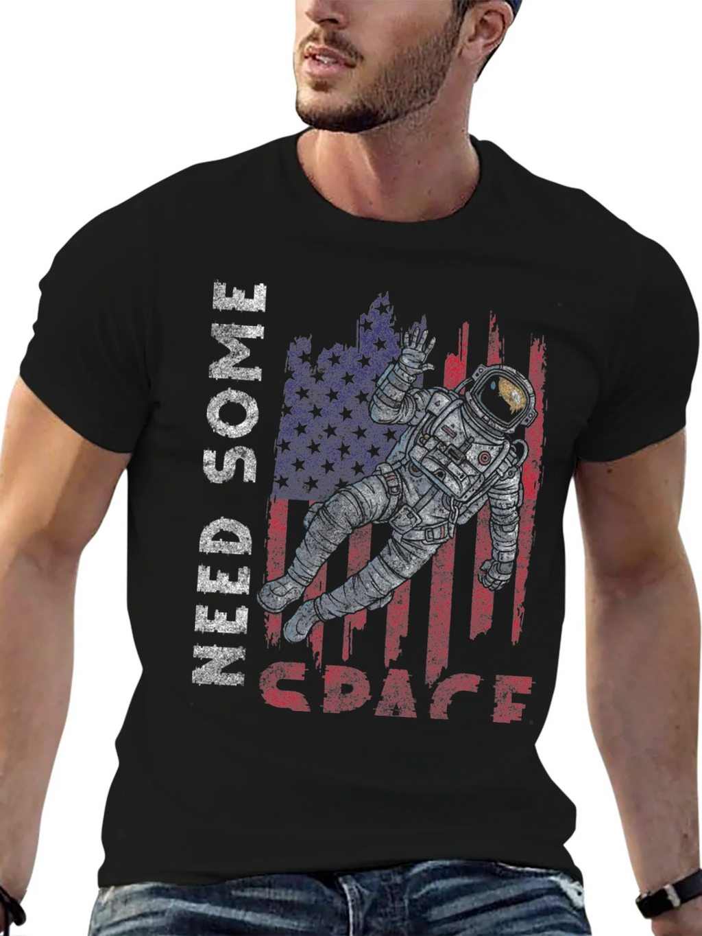 Need Some Space Astronaut USA Flag Graphic Tee product image 6