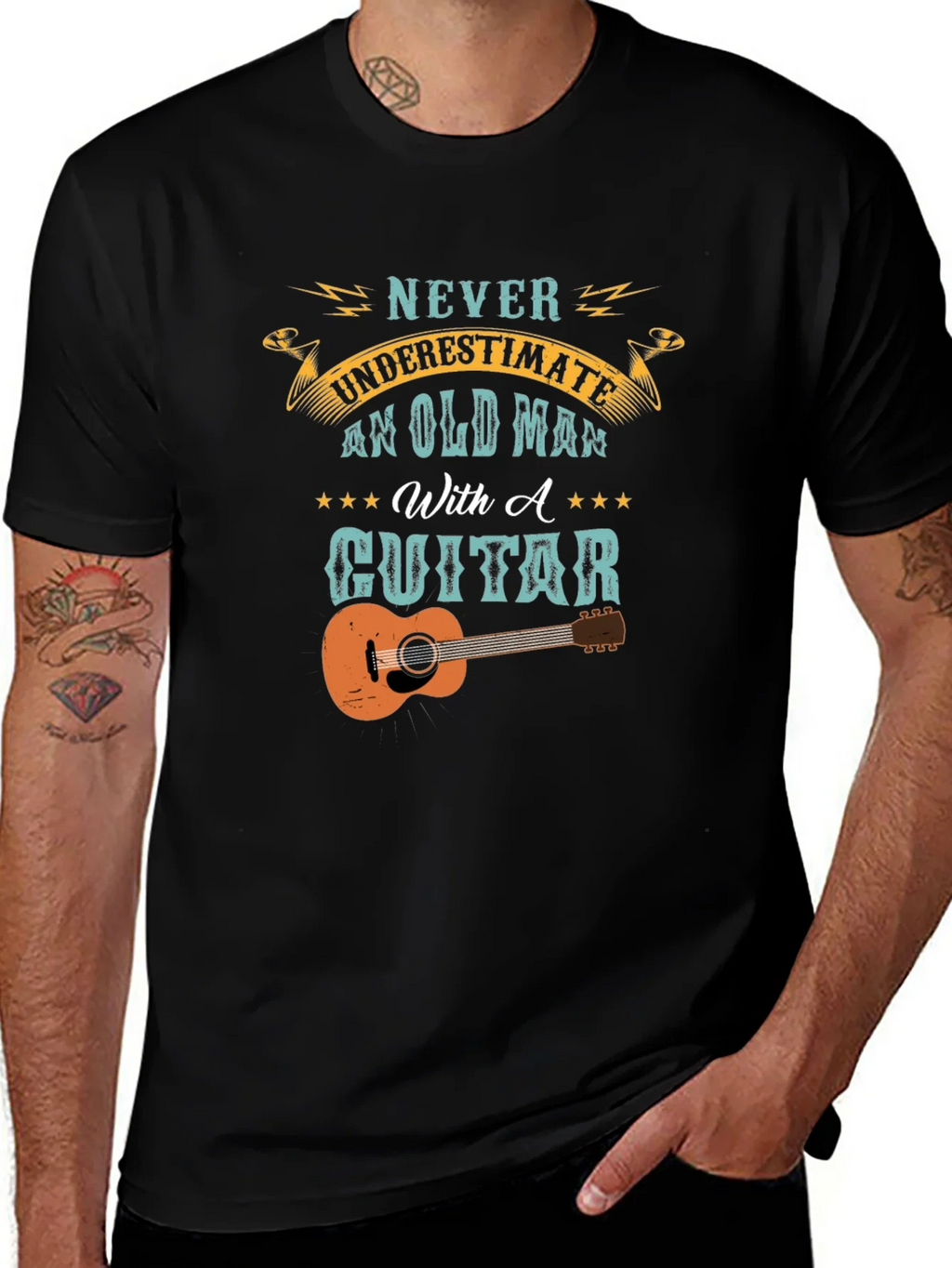 Old Man With A Guitar Graphic Tee - Black product image 1