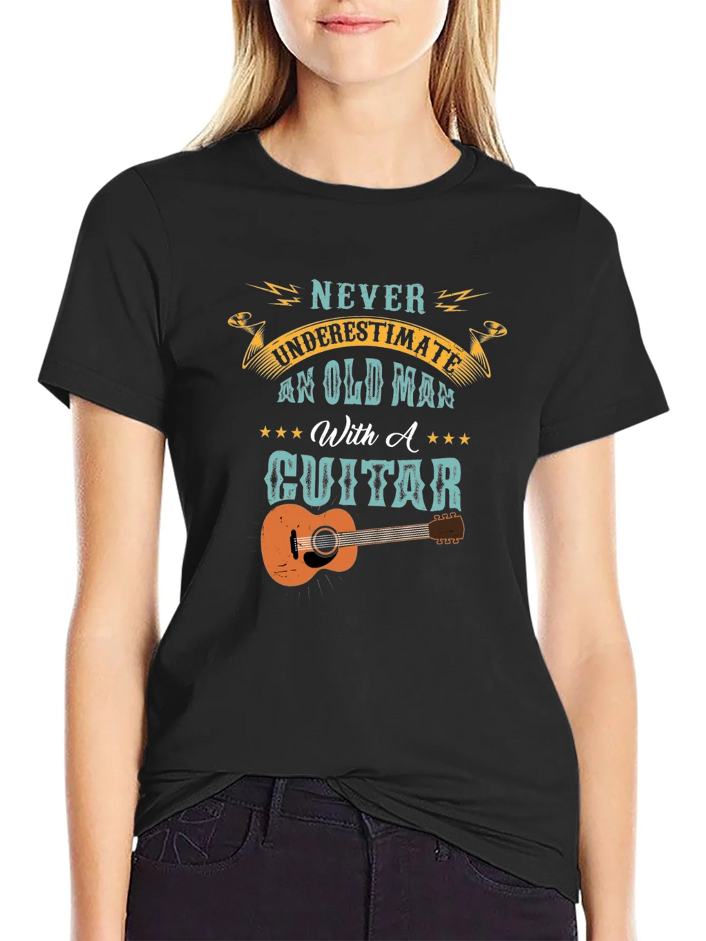 Old Man With A Guitar Graphic Tee - Black product image 2