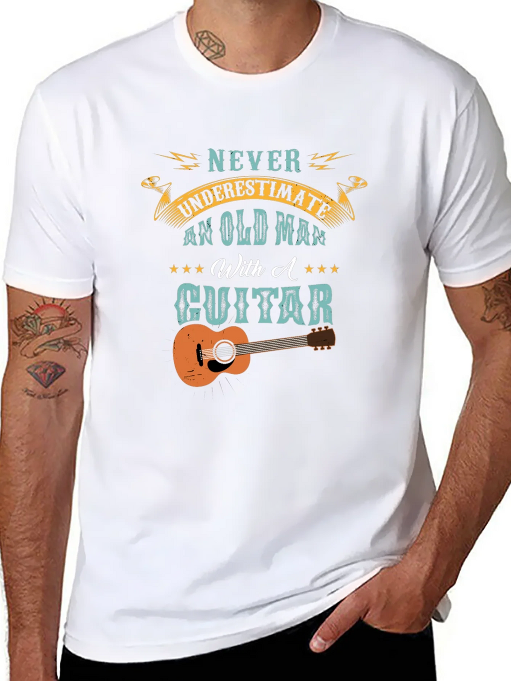 Old Man With A Guitar Graphic Tee - Black product image 7