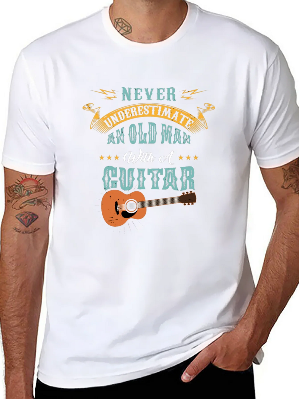 Old Man With A Guitar Graphic Tee - Black product image 7