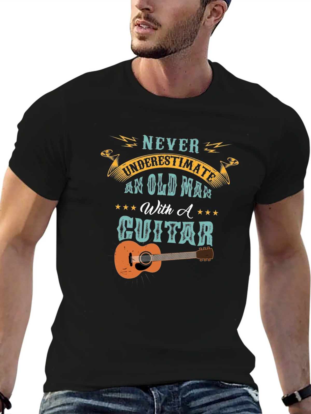 Old Man With A Guitar Graphic Tee - Black product image 6