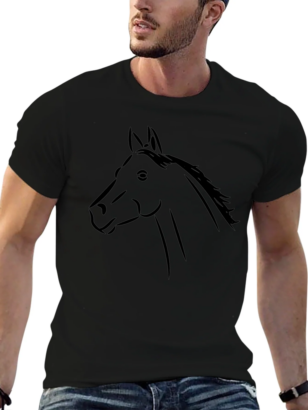 Black Horse Graphic Tee - Stylish Animal Print Shirt product image 6