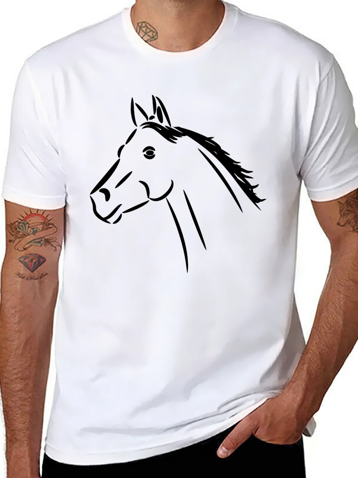 Black Horse Graphic Tee - Stylish Animal Print Shirt product image 7