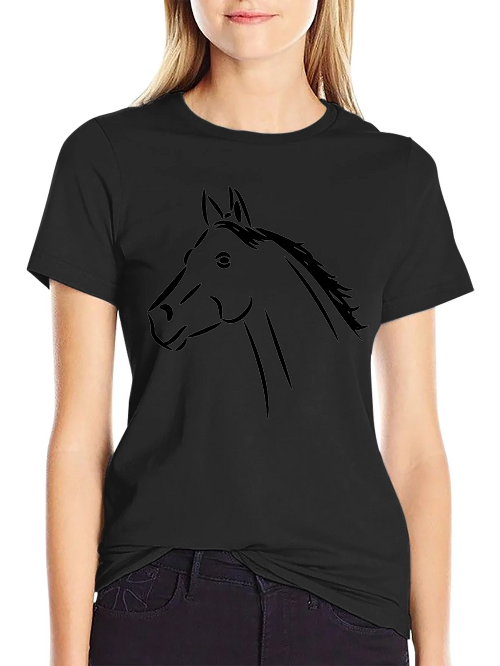 Black Horse Graphic Tee - Stylish Animal Print Shirt product image 2