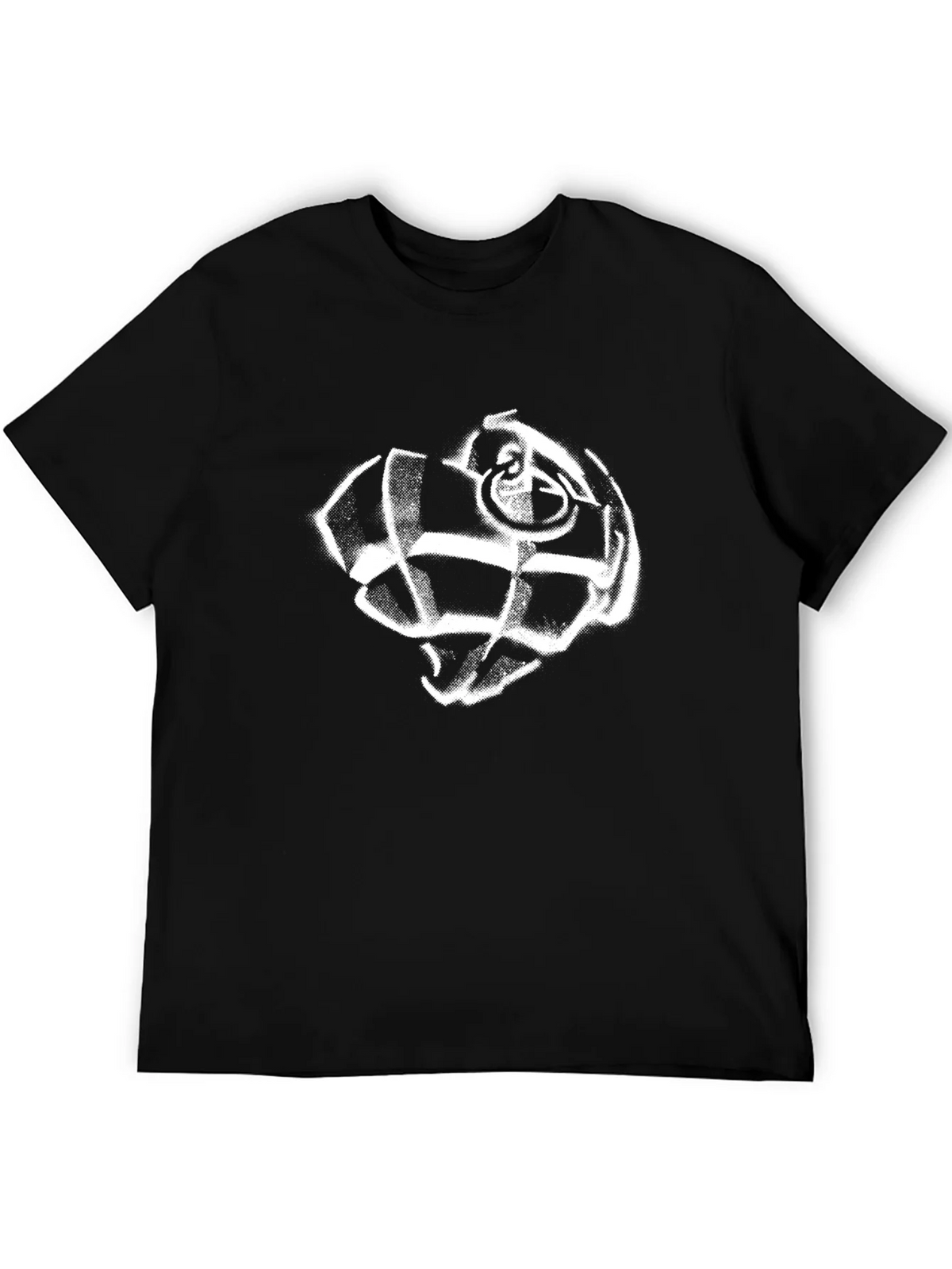 Black T-Shirt with White Grenade Graphic product image 5