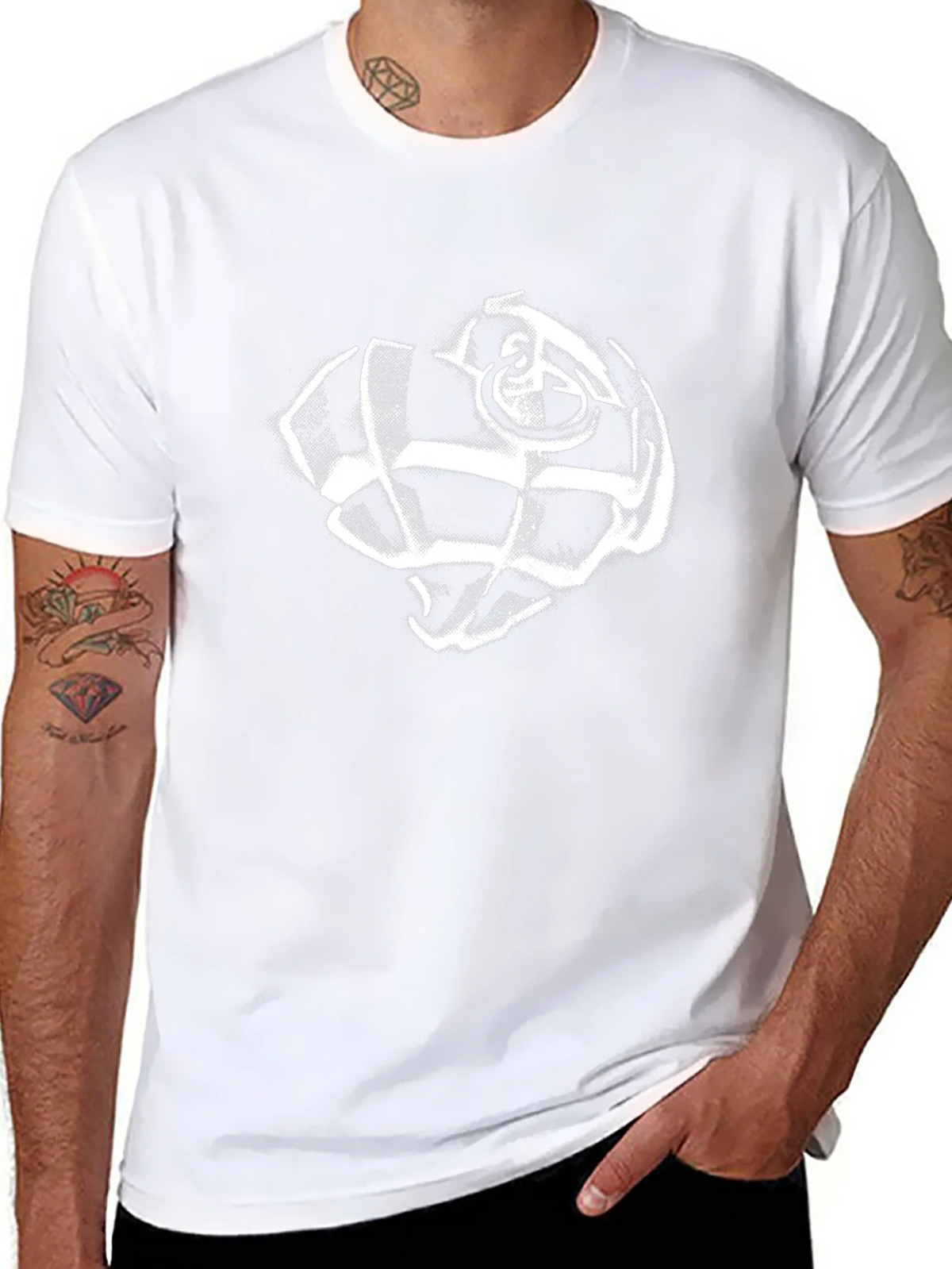 Black T-Shirt with White Grenade Graphic product image 7