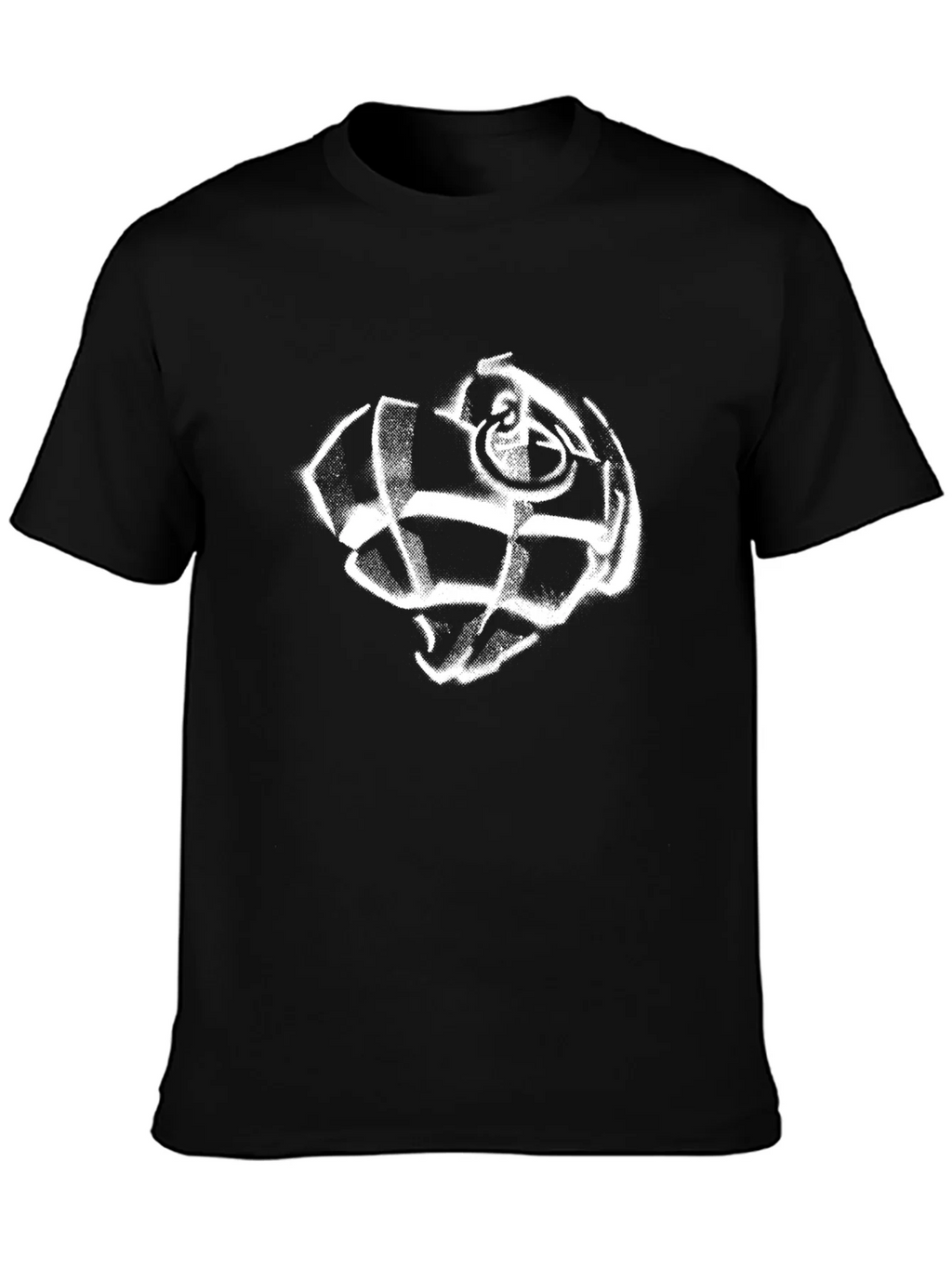 Black T-Shirt with White Grenade Graphic product image 3