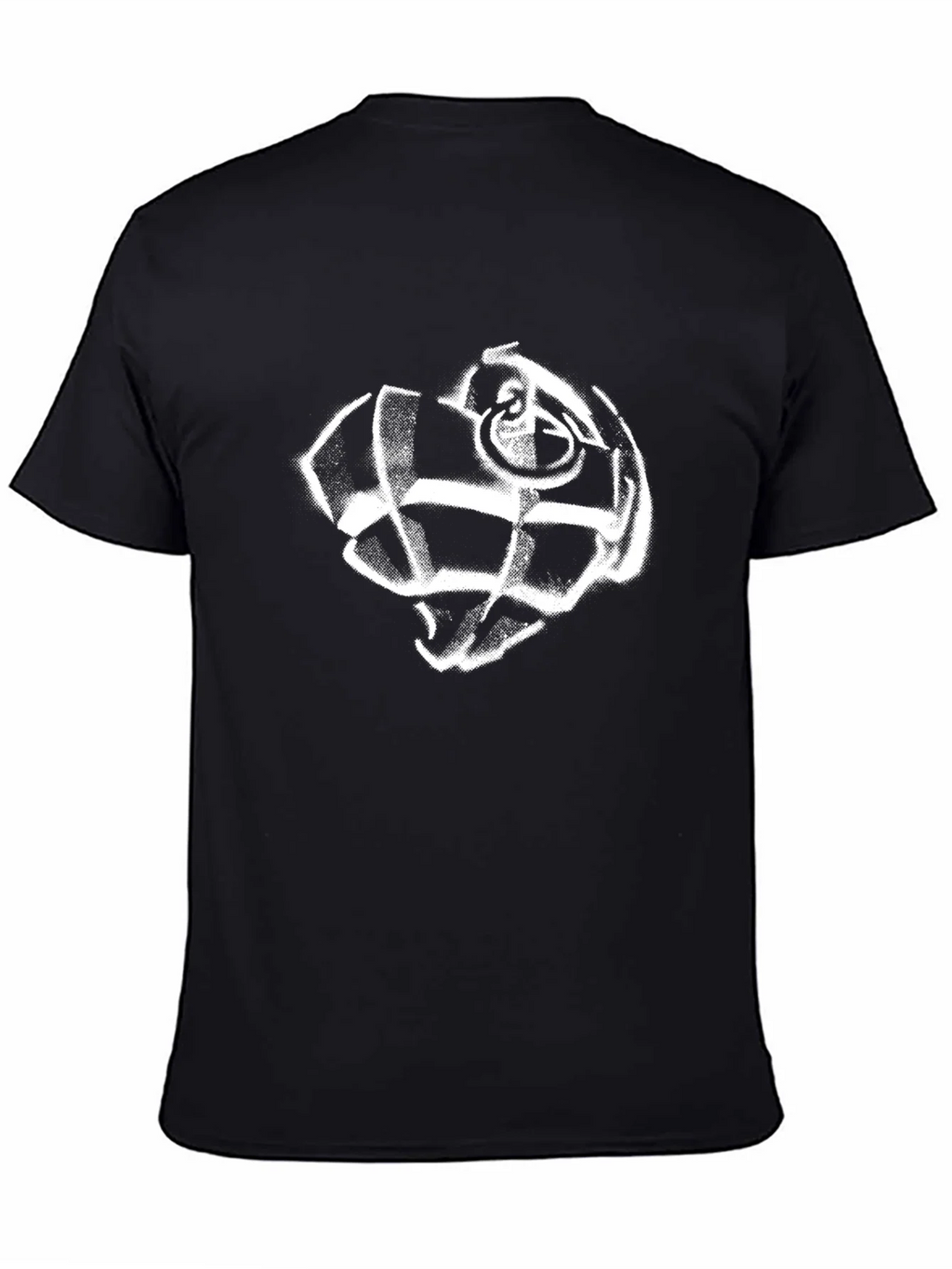 Black T-Shirt with White Grenade Graphic product image 4