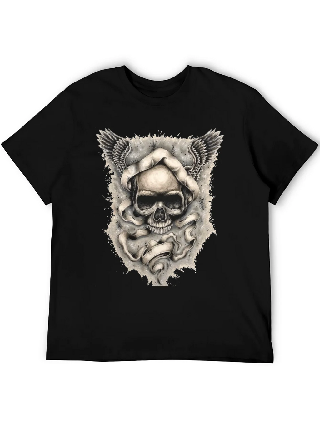 Skull with Wings Graphic Print Mens T-Shirt product image 5