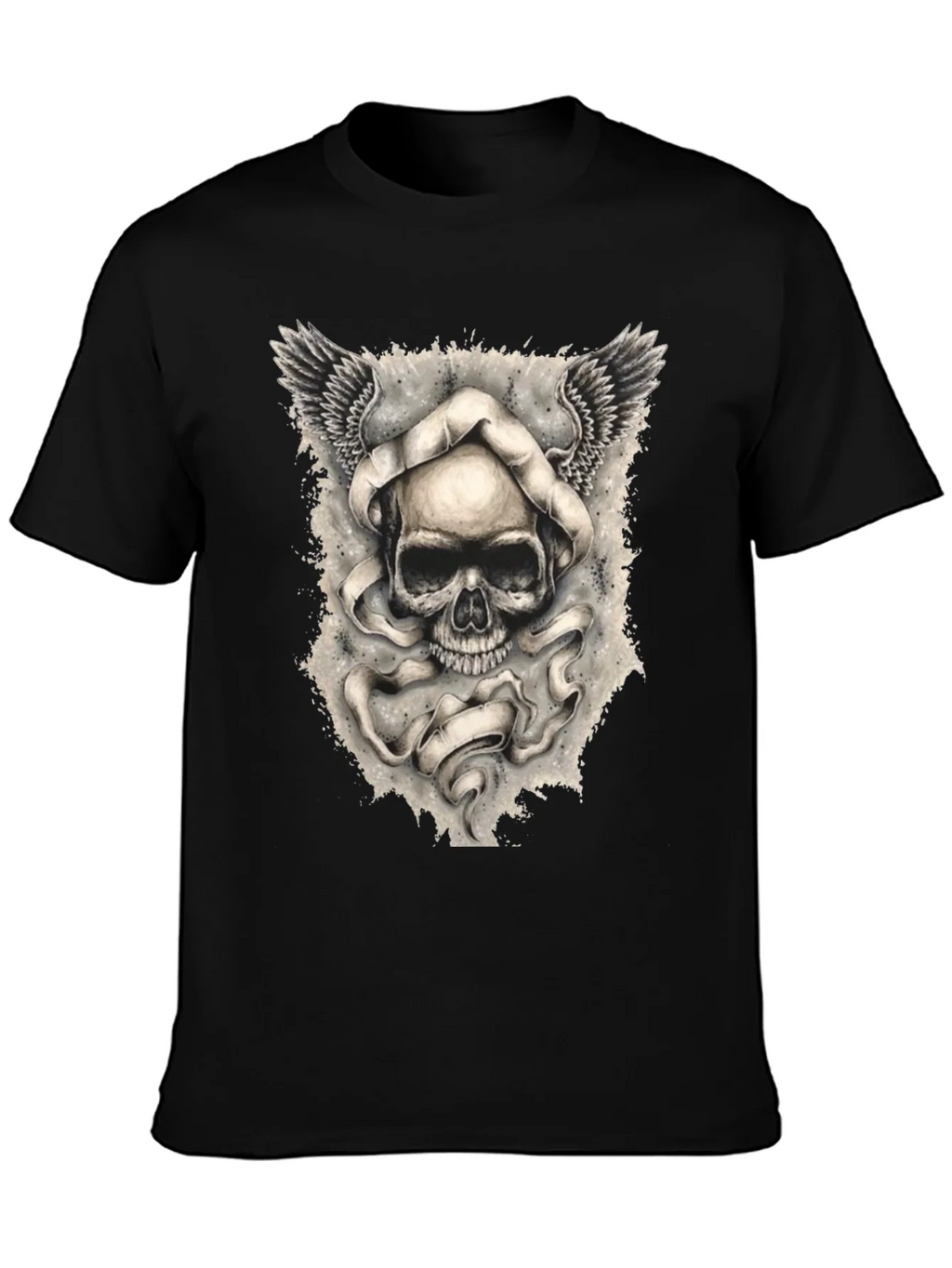Skull with Wings Graphic Print Mens T-Shirt product image 3