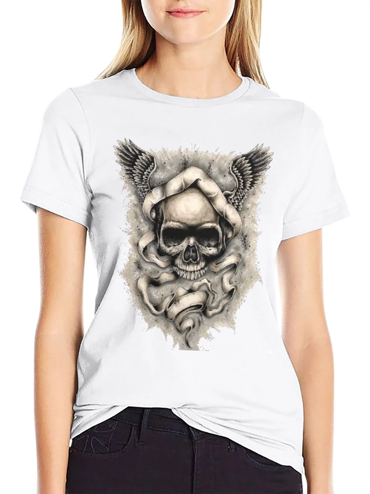 Skull with Wings Graphic Print Mens T-Shirt product image 8