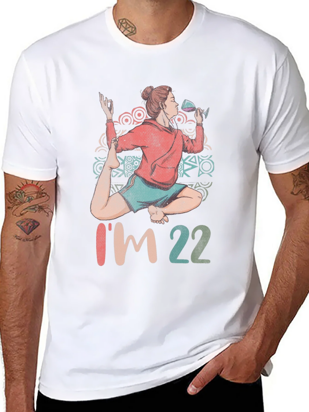 Yoga Wine 22nd Birthday Graphic T-Shirt product image 7