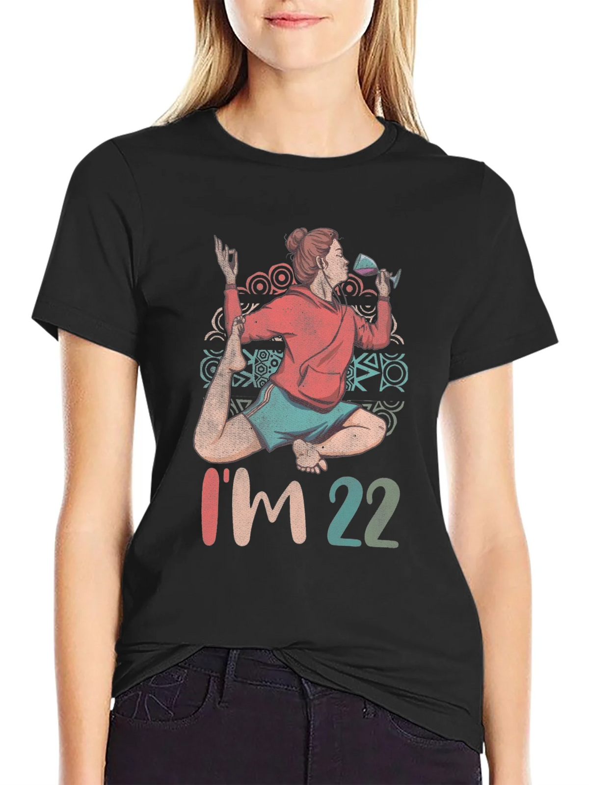 Yoga Wine 22nd Birthday Graphic T-Shirt product image 2
