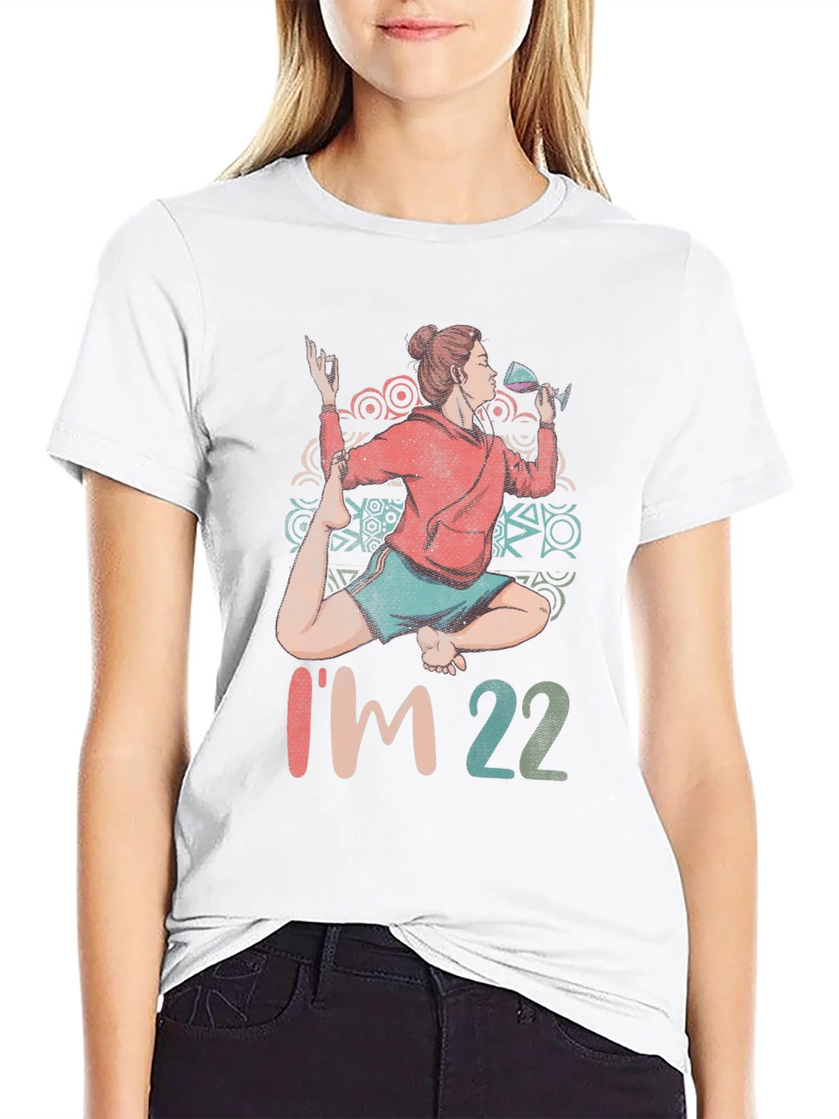 Yoga Wine 22nd Birthday Graphic T-Shirt product image 8