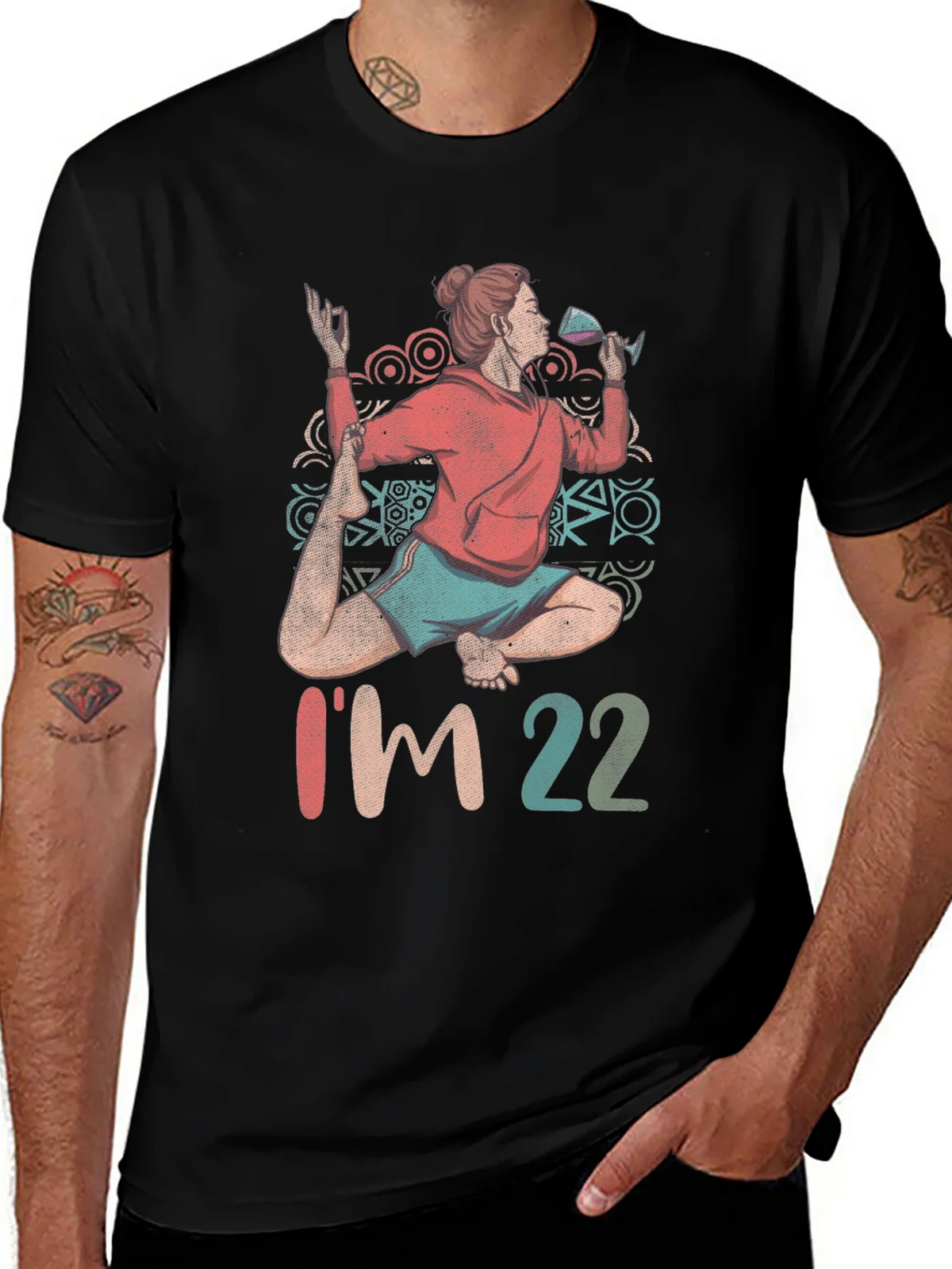 Yoga Wine 22nd Birthday Graphic T-Shirt product image 1