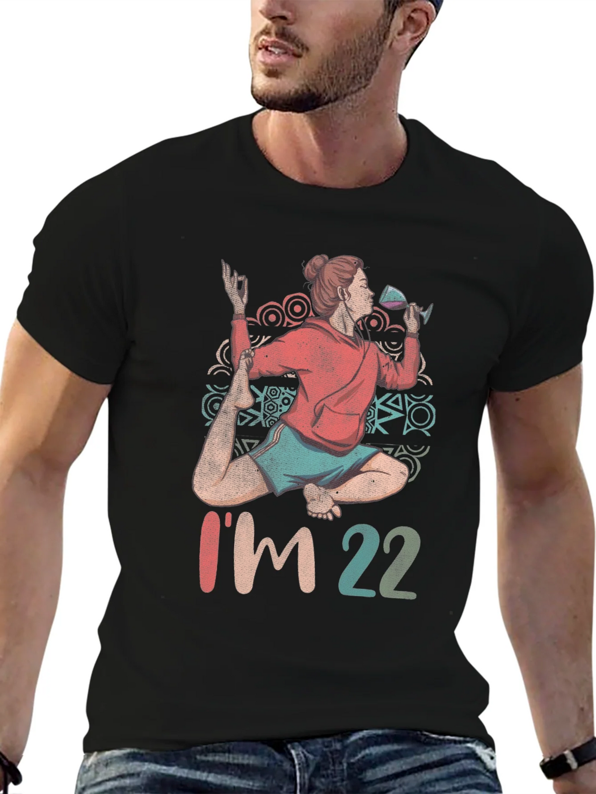 Yoga Wine 22nd Birthday Graphic T-Shirt product image 6