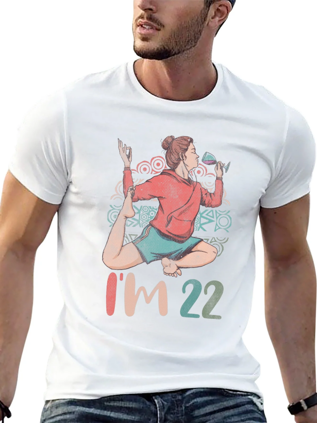 Yoga Wine 22nd Birthday Graphic T-Shirt product image 12