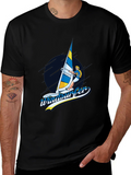 Windsurfer Graphic T-Shirt Black Cotton Tee product image 1