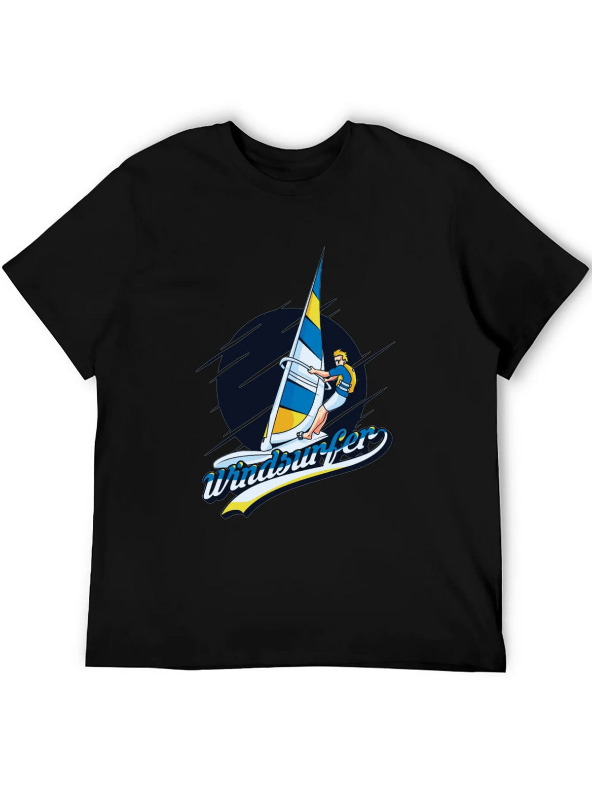 Windsurfer Graphic T-Shirt Black Cotton Tee product image 5
