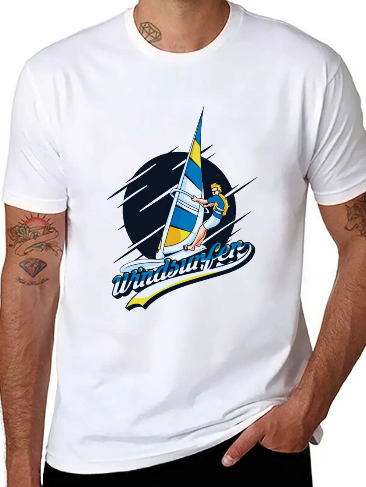 Windsurfer Graphic T-Shirt Black Cotton Tee product image 7