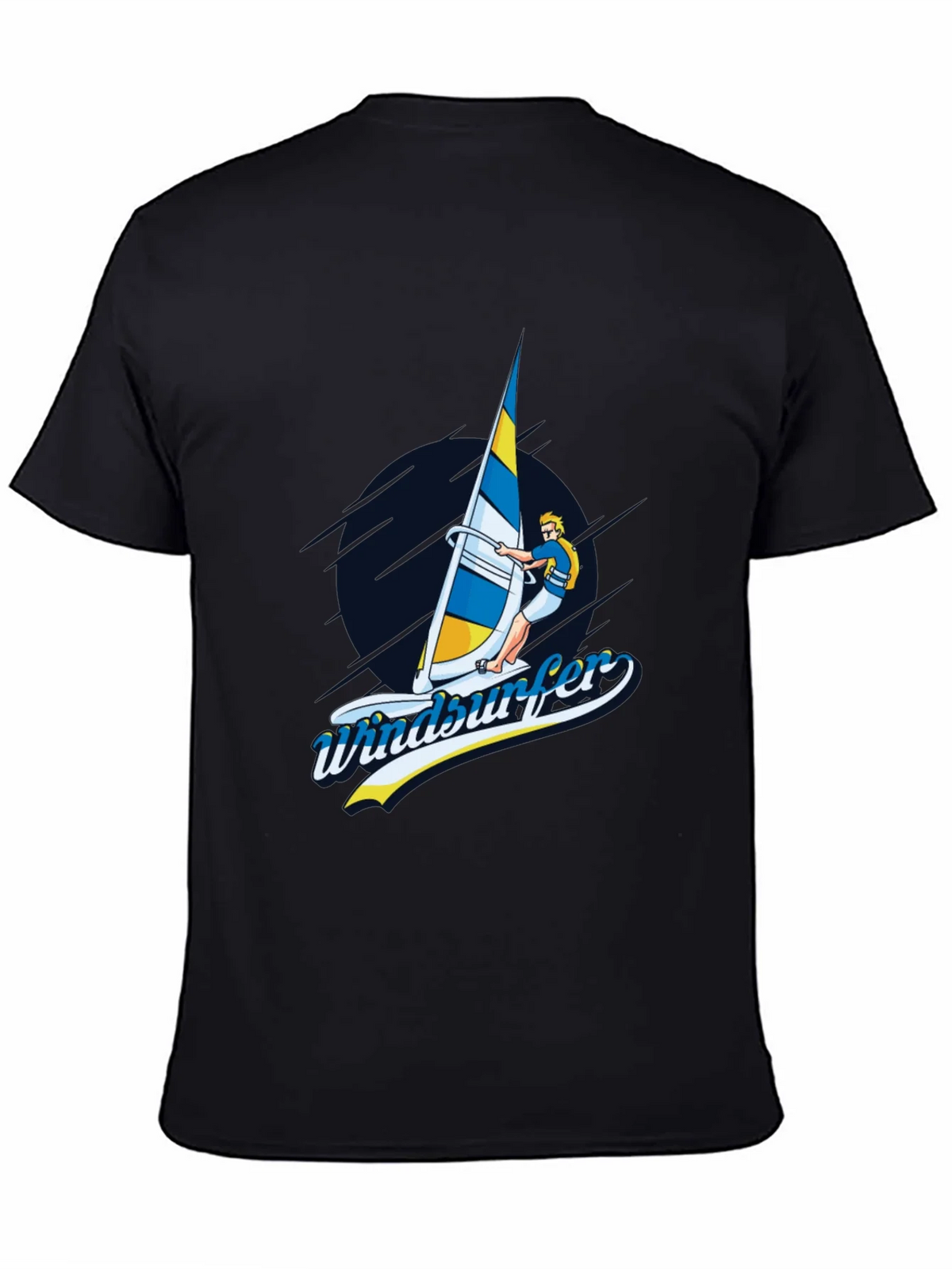 Windsurfer Graphic T-Shirt Black Cotton Tee product image 4