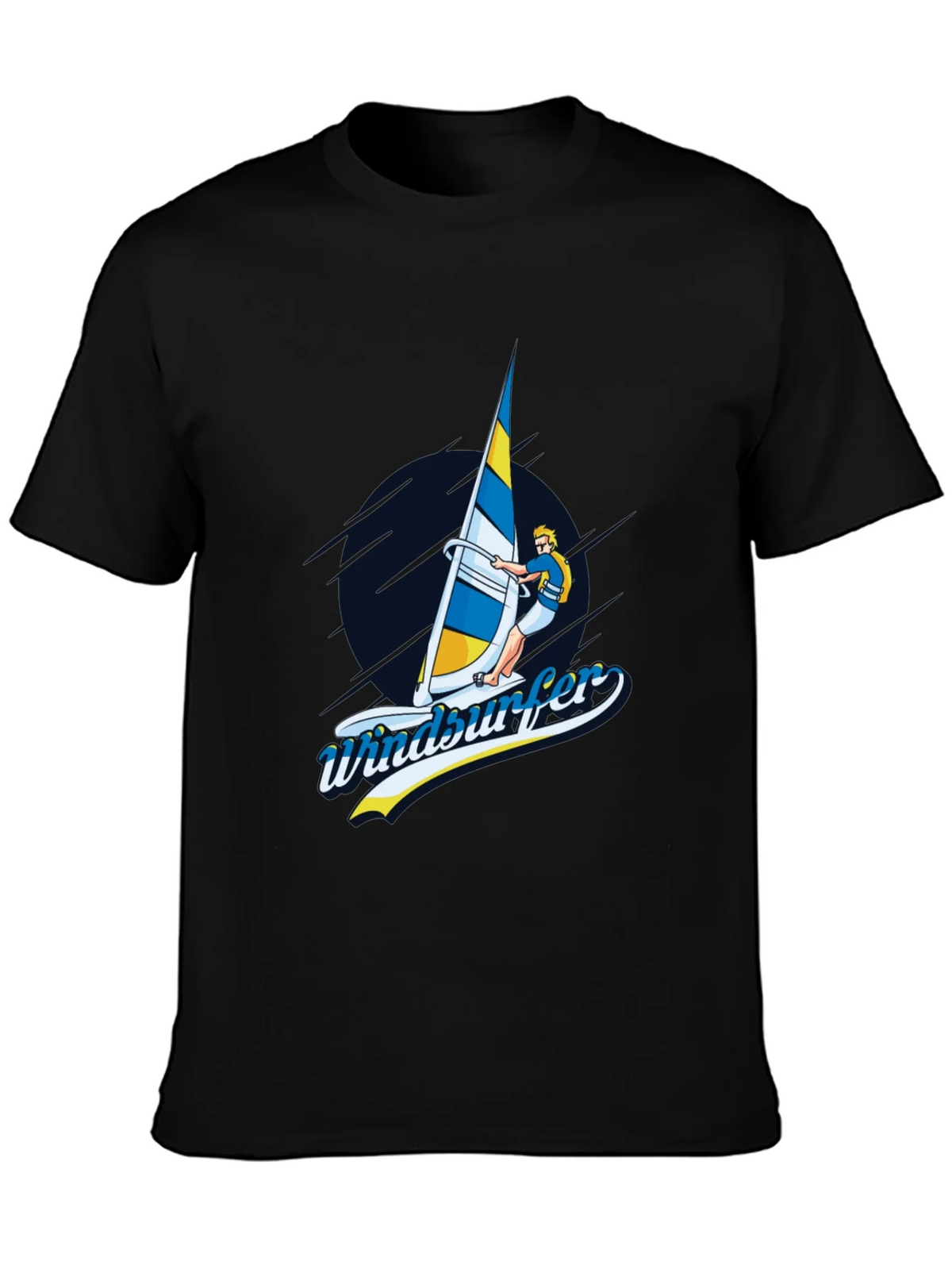 Windsurfer Graphic T-Shirt Black Cotton Tee product image 3