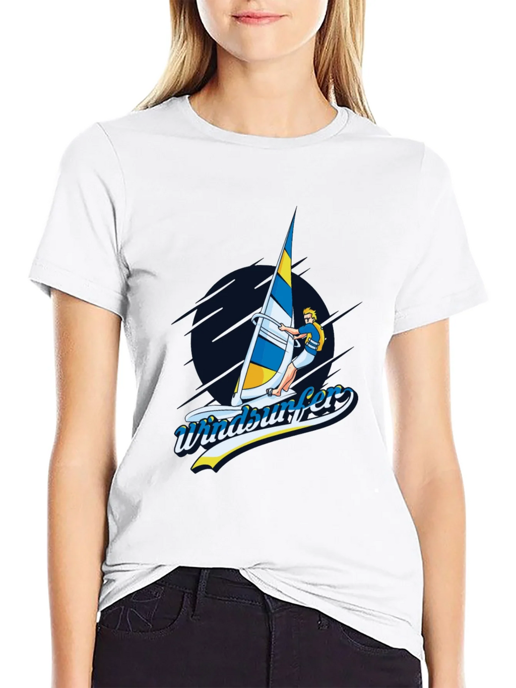 Windsurfer Graphic T-Shirt Black Cotton Tee product image 8