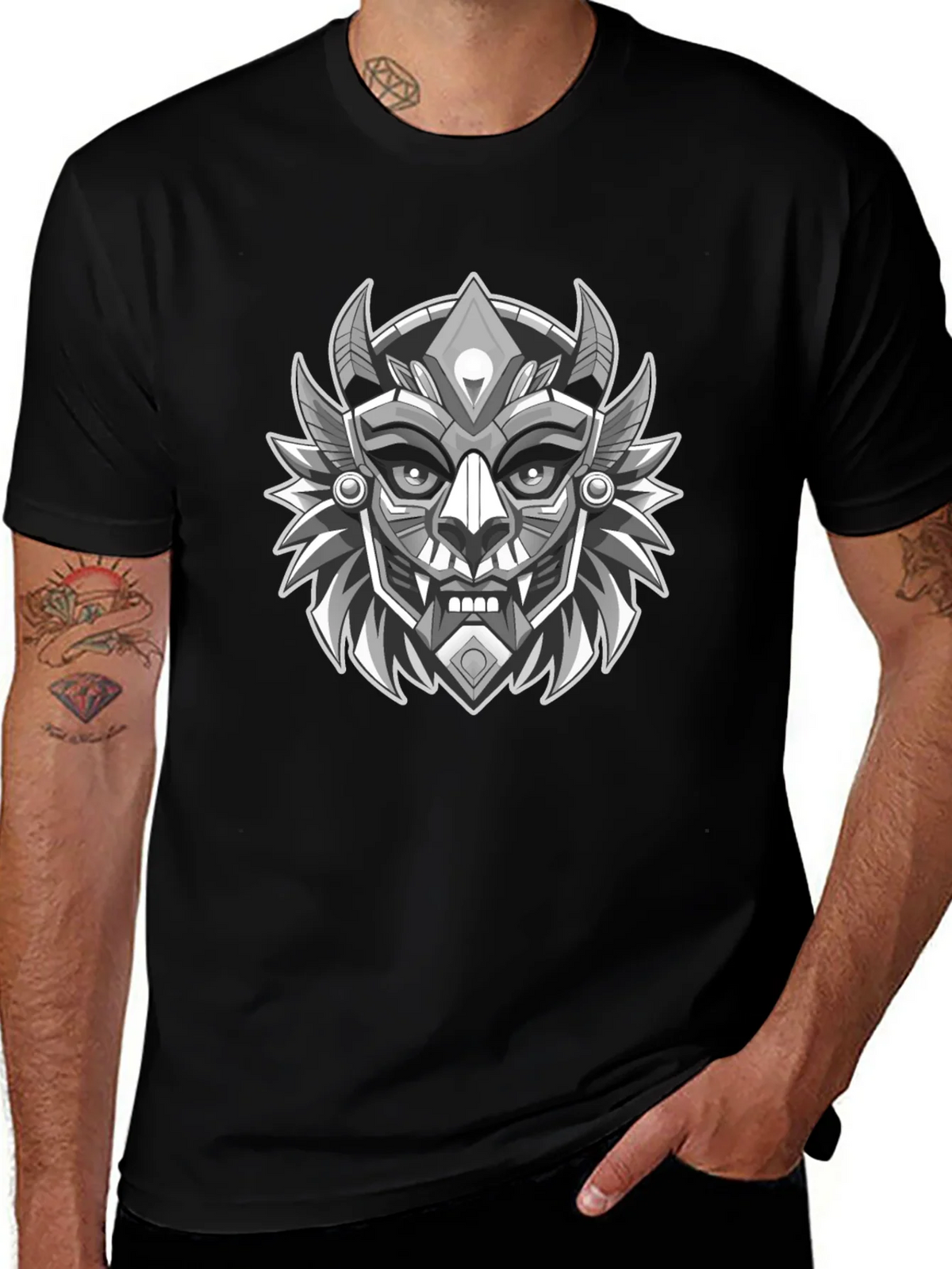 Cyberpunk Samurai Graphic Tee - Unique Black T-Shirt product image 1