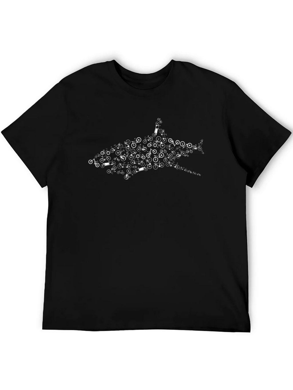 Shark Bicycle T-Shirt - Black Cotton Tee product image 5
