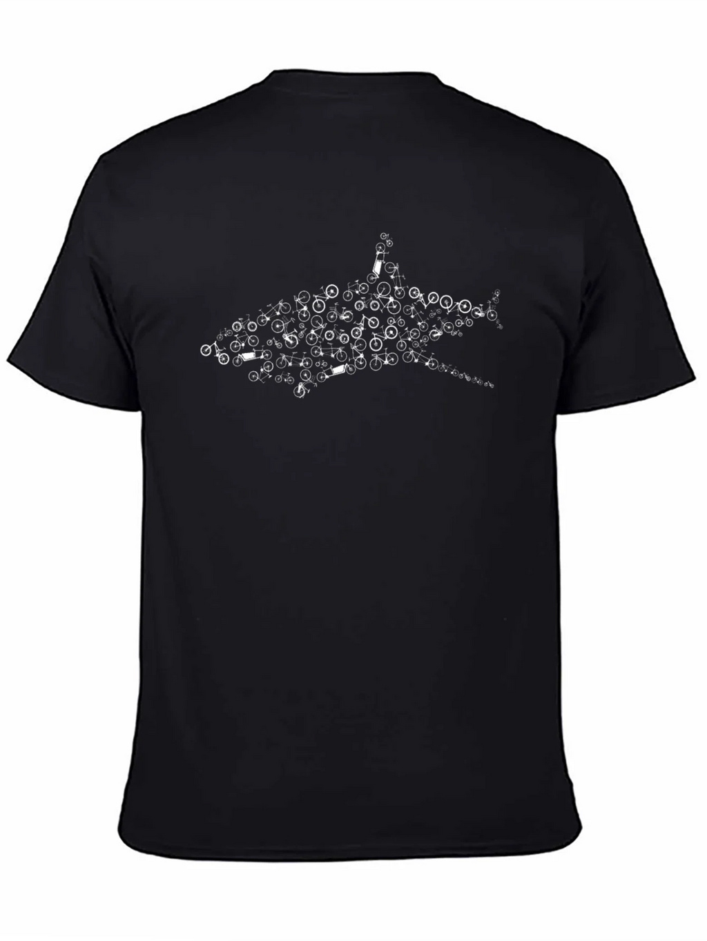 Shark Bicycle T-Shirt - Black Cotton Tee product image 4