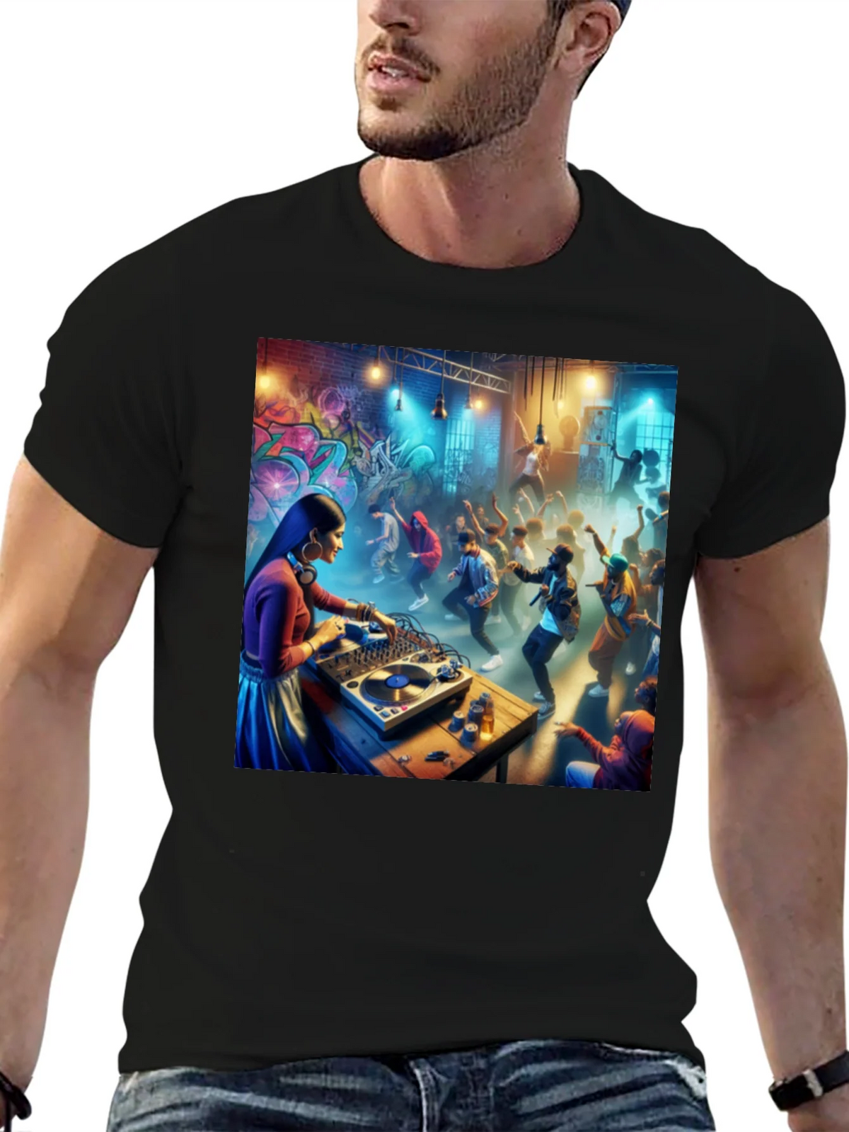 DJ Party T-Shirt - Black Graphic Tee product image 6